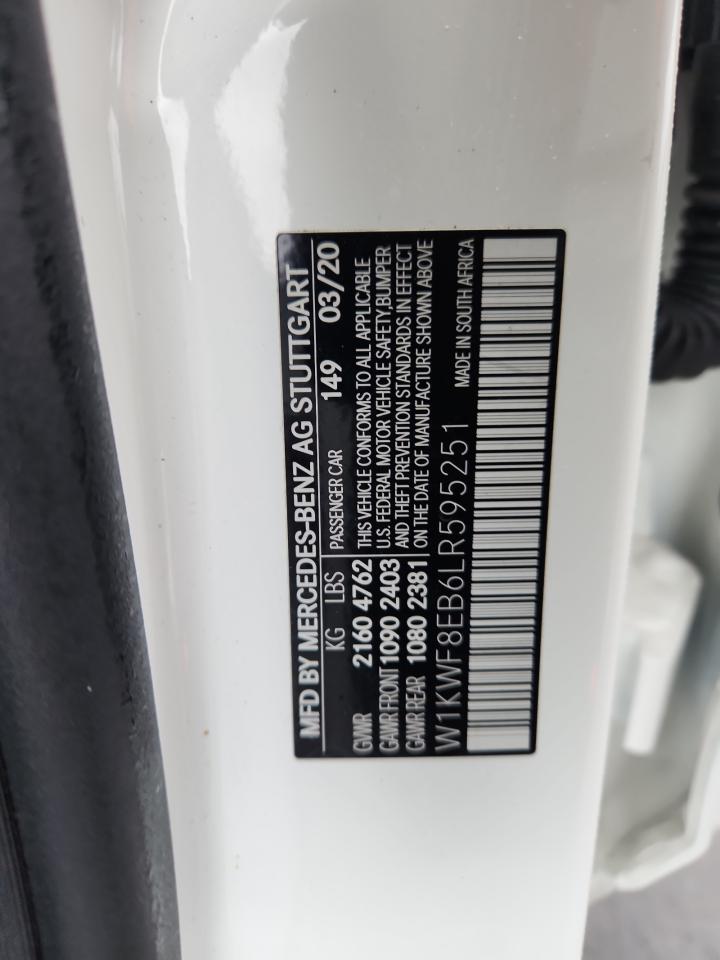 2020 Mercedes-Benz C 300 4Matic VIN: W1KWF8EB6LR595251 Lot: 86084565