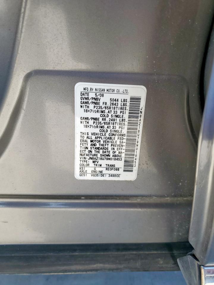 2009 Nissan Murano S VIN: JN8AZ18U79W018453 Lot: 83973245