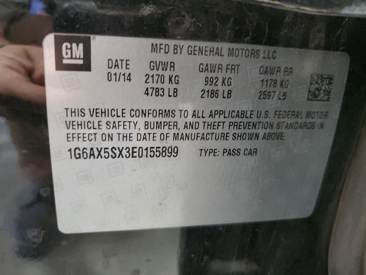 2014 Cadillac Cts Luxury Collection VIN: 1G6AX5SX3E0155899 Lot: 90646725