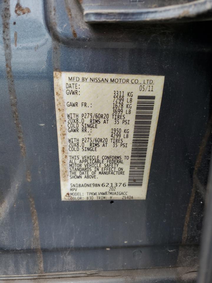 2011 Nissan Armada Platinum VIN: 5N1BA0NE9BN621376 Lot: 82411225