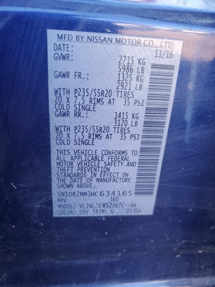 2017 Nissan Pathfinder S VIN: 5N1DR2MM3HC634165 Lot: 82093435