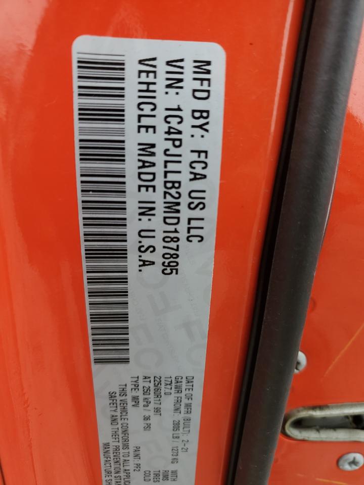 2021 Jeep Cherokee Latitude Plus VIN: 1C4PJLLB2MD187895 Lot: 89662935
