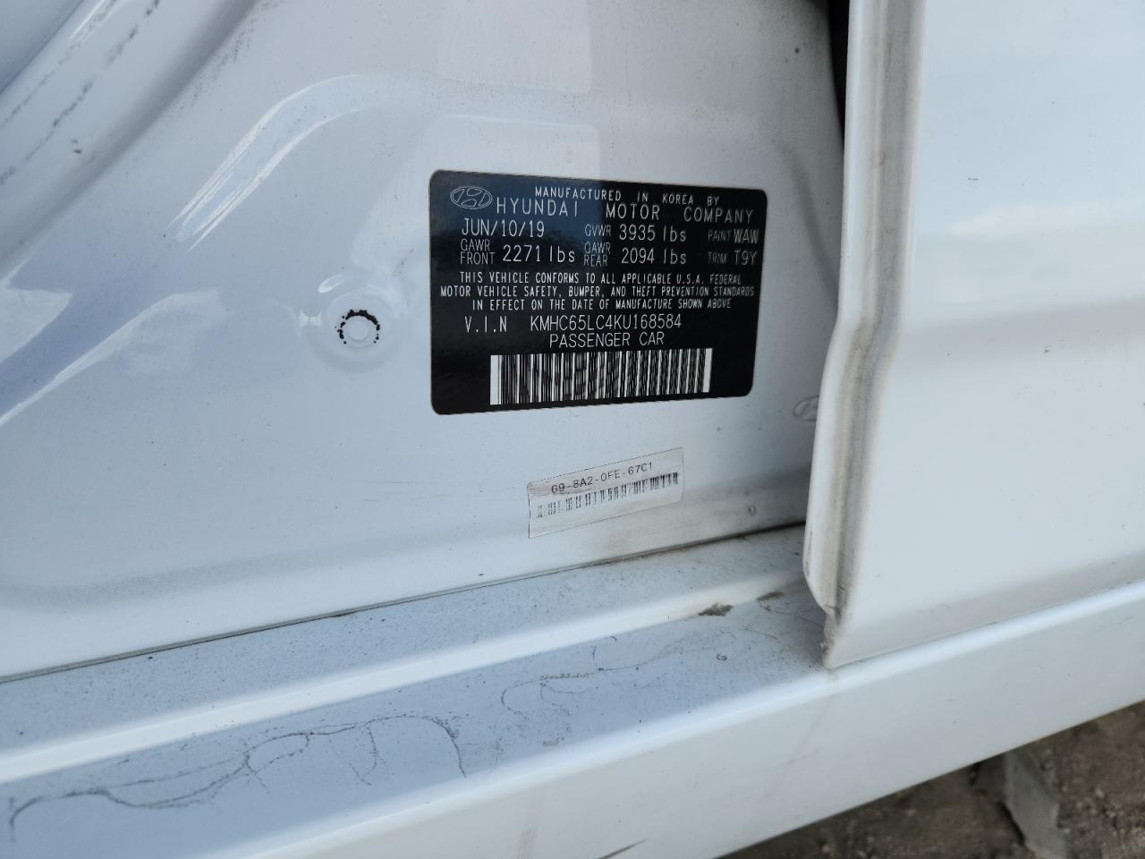 2019 Hyundai Ioniq Blue VIN: KMHC65LC4KU168584 Lot: 82440095
