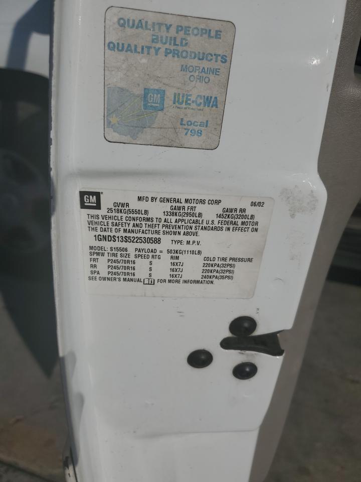 2002 Chevrolet Trailblazer VIN: 1GNDS13S522530588 Lot: 82767975