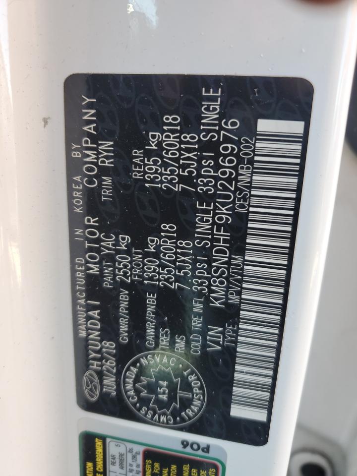 2019 Hyundai Santa Fe Xl Se VIN: KM8SNDHF9KU296976 Lot: 84476545