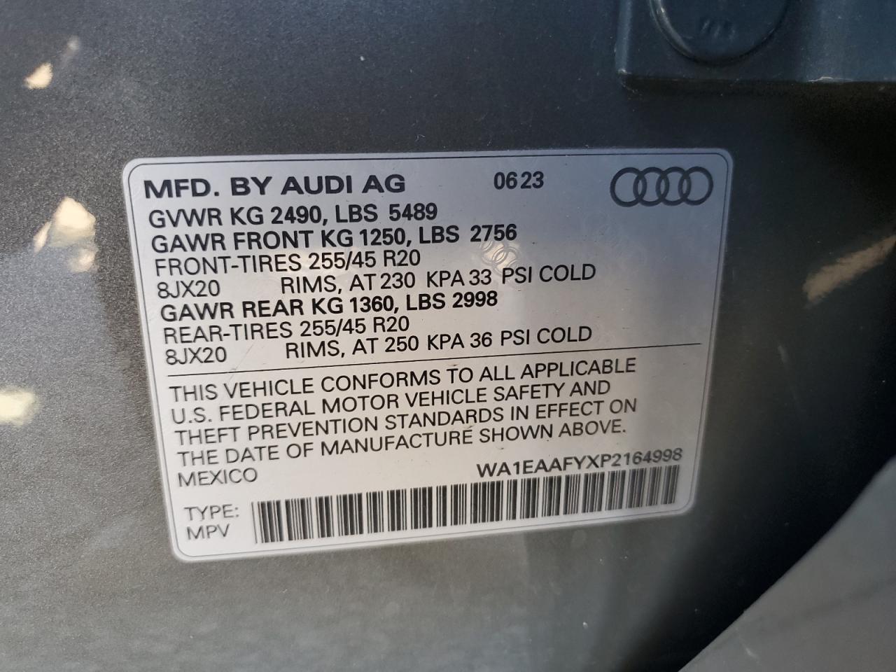 2023 Audi Q5 Premium Plus 45 VIN: WA1EAAFYXP2164998 Lot: 90735665