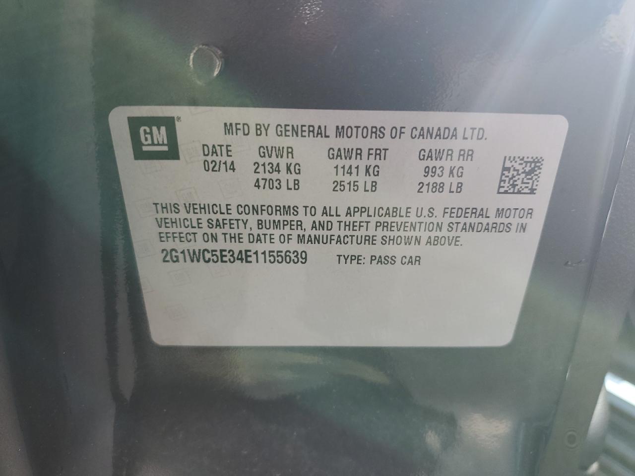 2014 Chevrolet Impala Limited Ltz VIN: 2G1WC5E34E1155639 Lot: 81852865