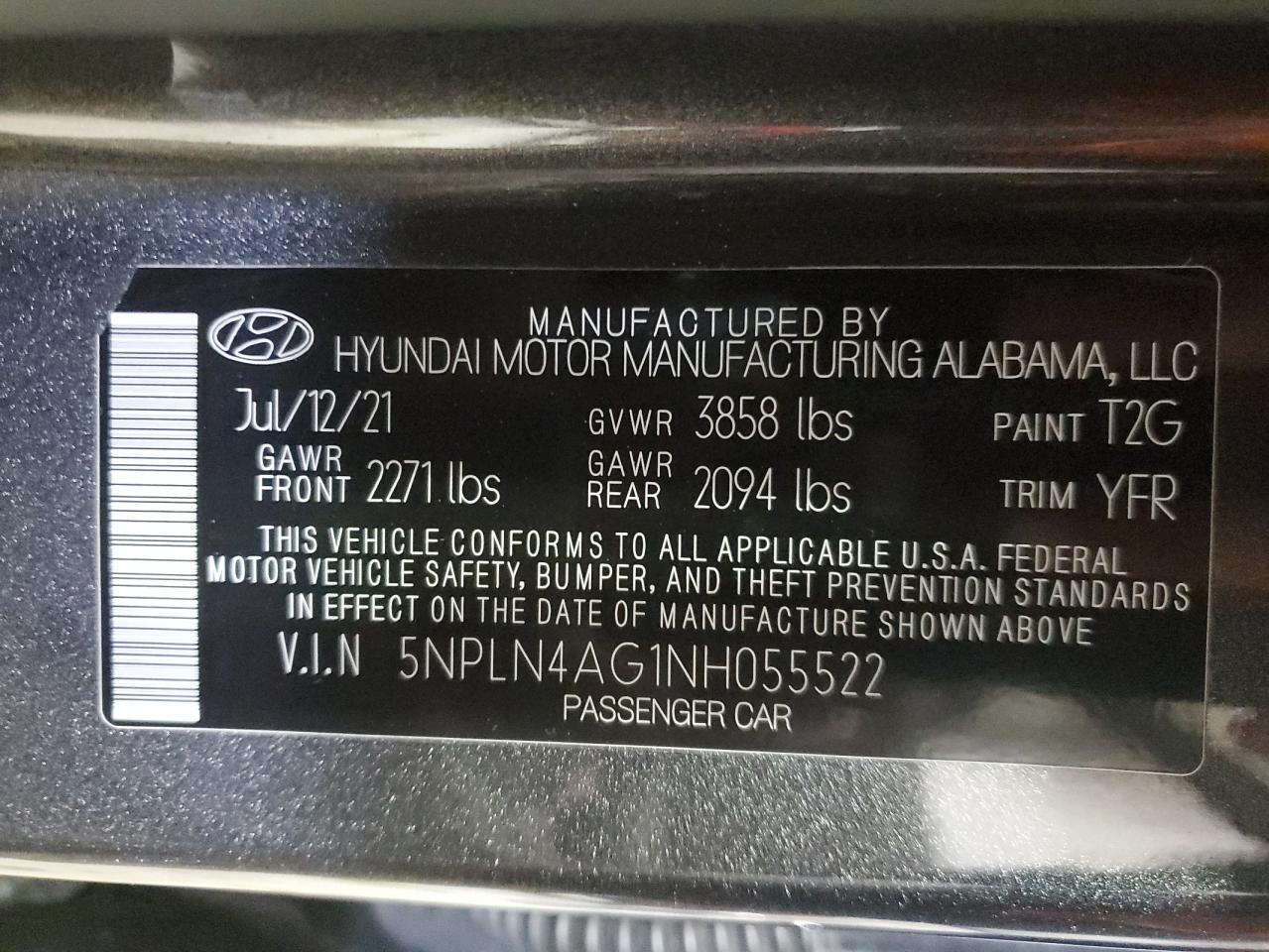 2022 Hyundai Elantra Sel VIN: 5NPLN4AG1NH055522 Lot: 90449475
