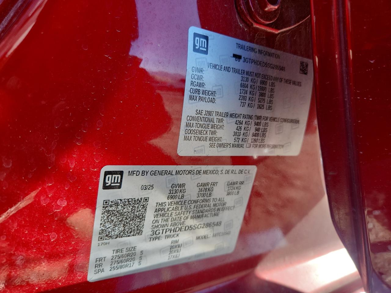 2025 GMC Sierra C1500 Slt VIN: 3GTPHDED5SG286548 Lot: 89566665