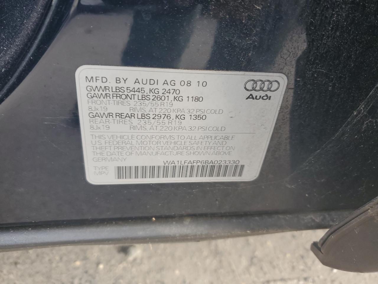 2011 Audi Q5 Premium Plus VIN: WA1LFAFP6BA023330 Lot: 85714055