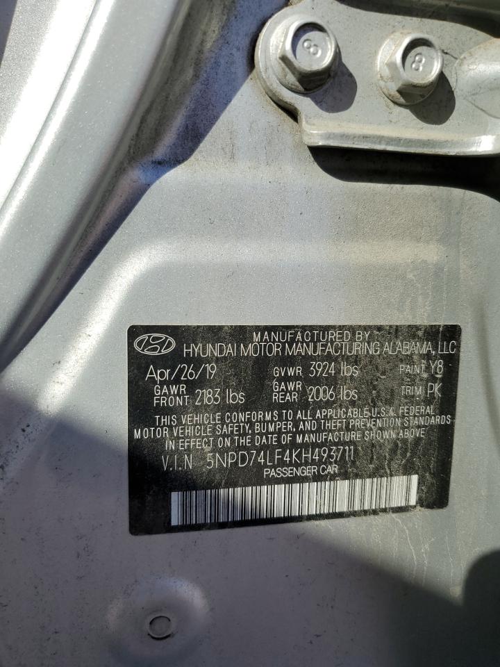 2019 Hyundai Elantra Se VIN: 5NPD74LF4KH493711 Lot: 82445865