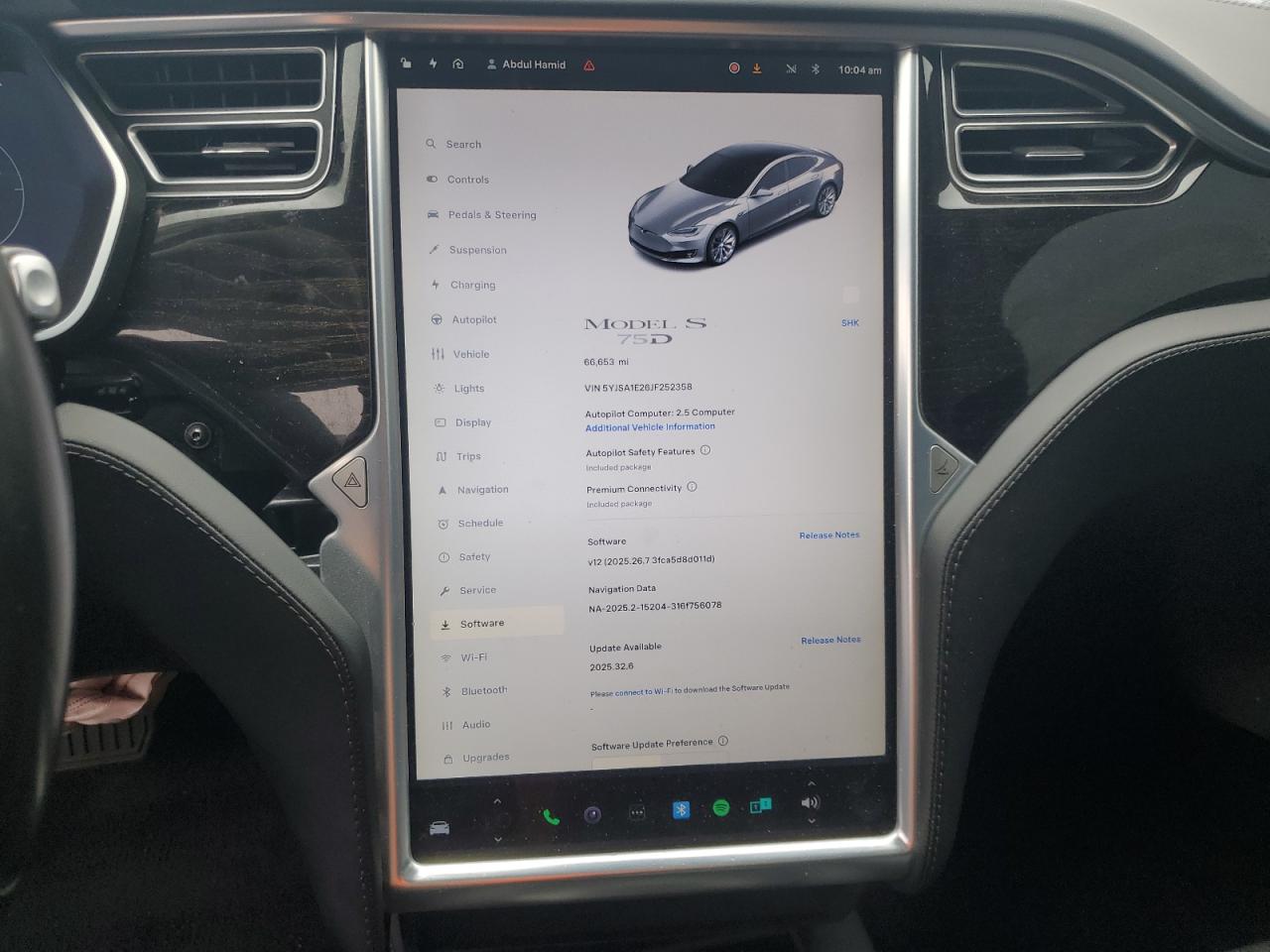 2018 Tesla Model S VIN: 5YJSA1E26JF252358 Lot: 84893635