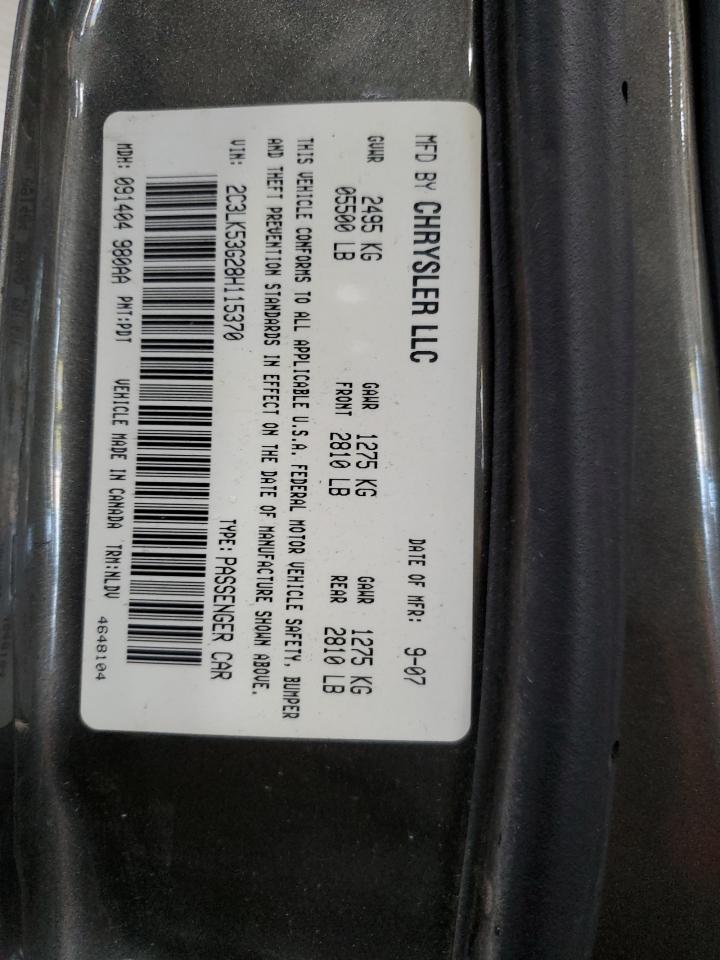 2008 Chrysler 300 Touring VIN: 2C3LK53G28H115370 Lot: 86437325