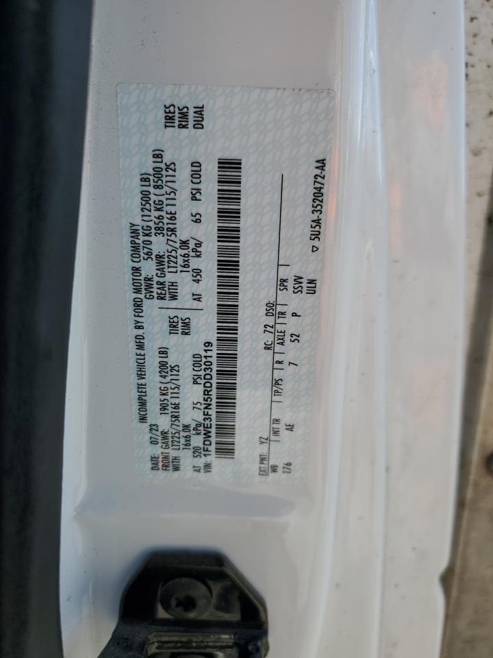 2024 Ford Econoline E350 Super Duty Cutaway Van VIN: 1FDWE3FN5RDD30119 Lot: 90721855