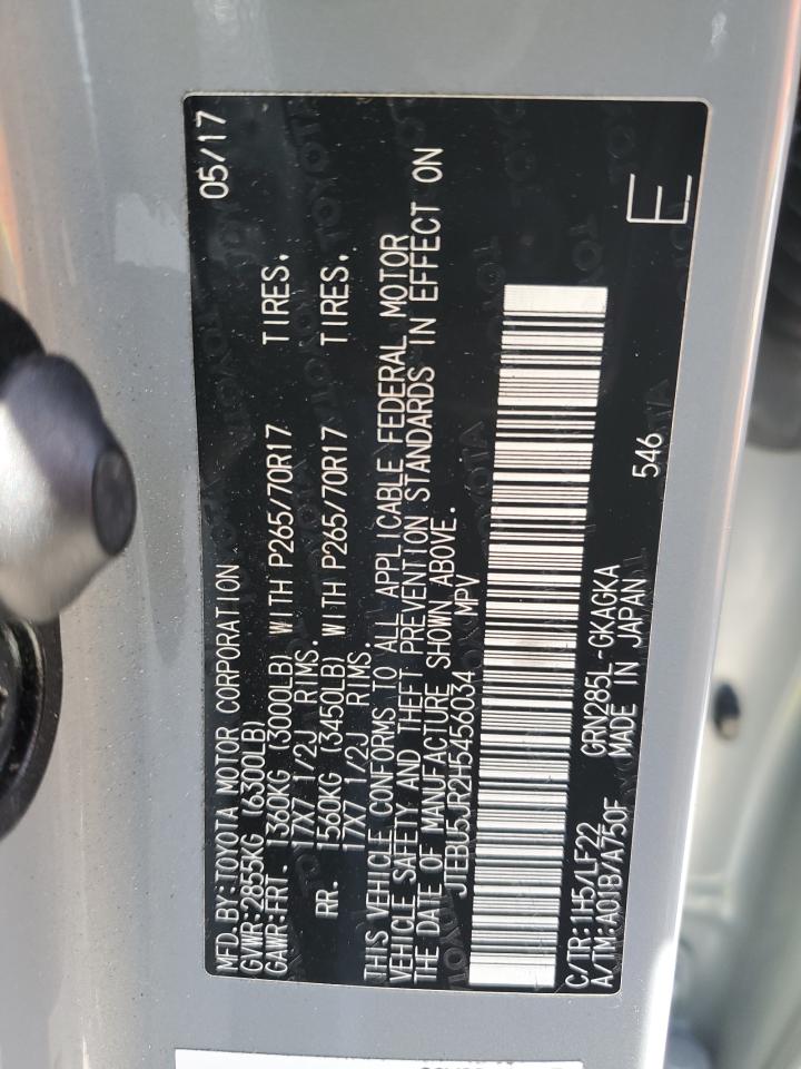 2017 Toyota 4Runner Sr5/Sr5 Premium VIN: JTEBU5JR2H5456034 Lot: 86085535