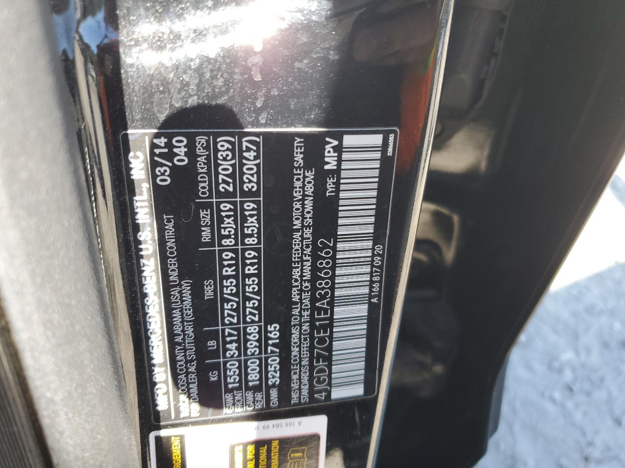 2014 Mercedes-Benz Gl 450 4Matic VIN: 4JGDF7CE1EA386862 Lot: 84521055