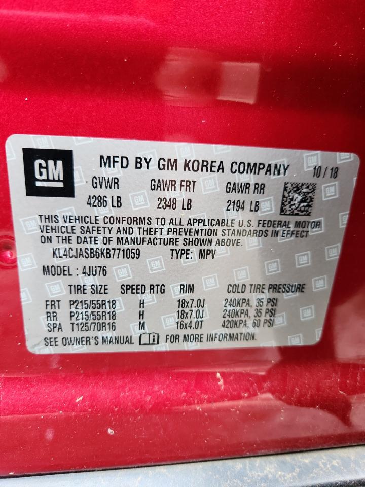 2019 Buick Encore Preferred VIN: KL4CJASB6KB771059 Lot: 90312135