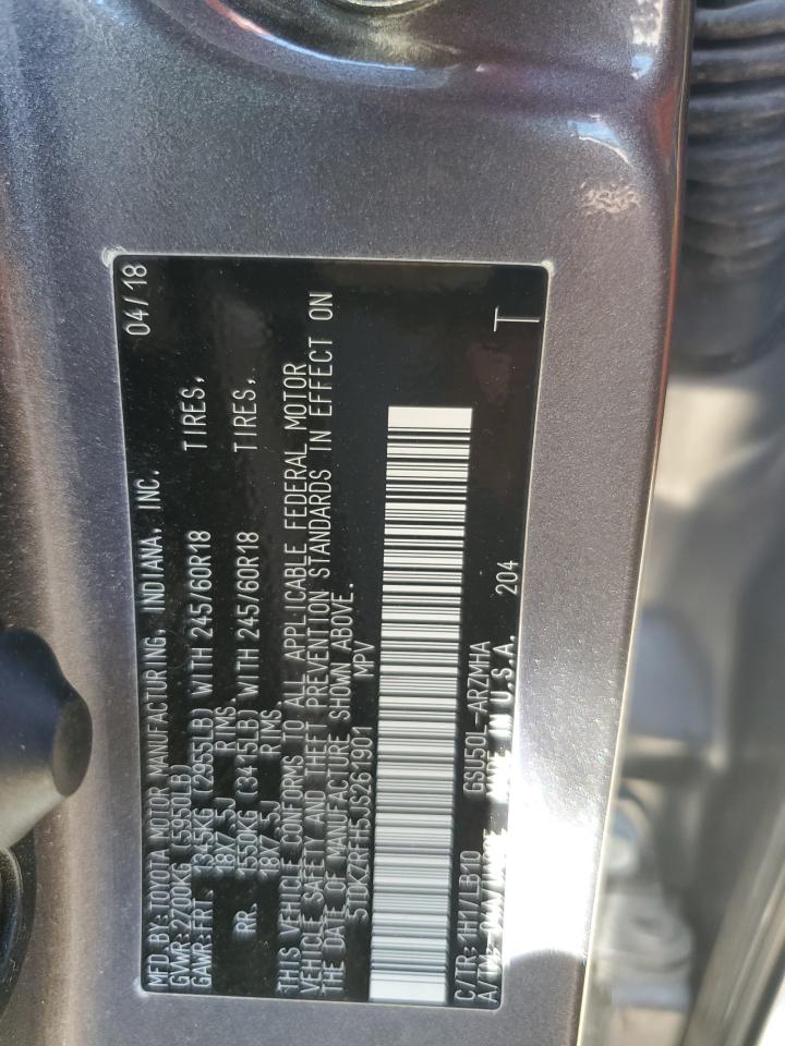 2018 Toyota Highlander Se VIN: 5TDKZRFH5JS261901 Lot: 87372645