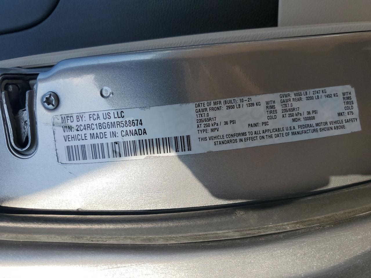 2021 Chrysler Pacifica Touring L VIN: 2C4RC1BG6MR588674 Lot: 81995955