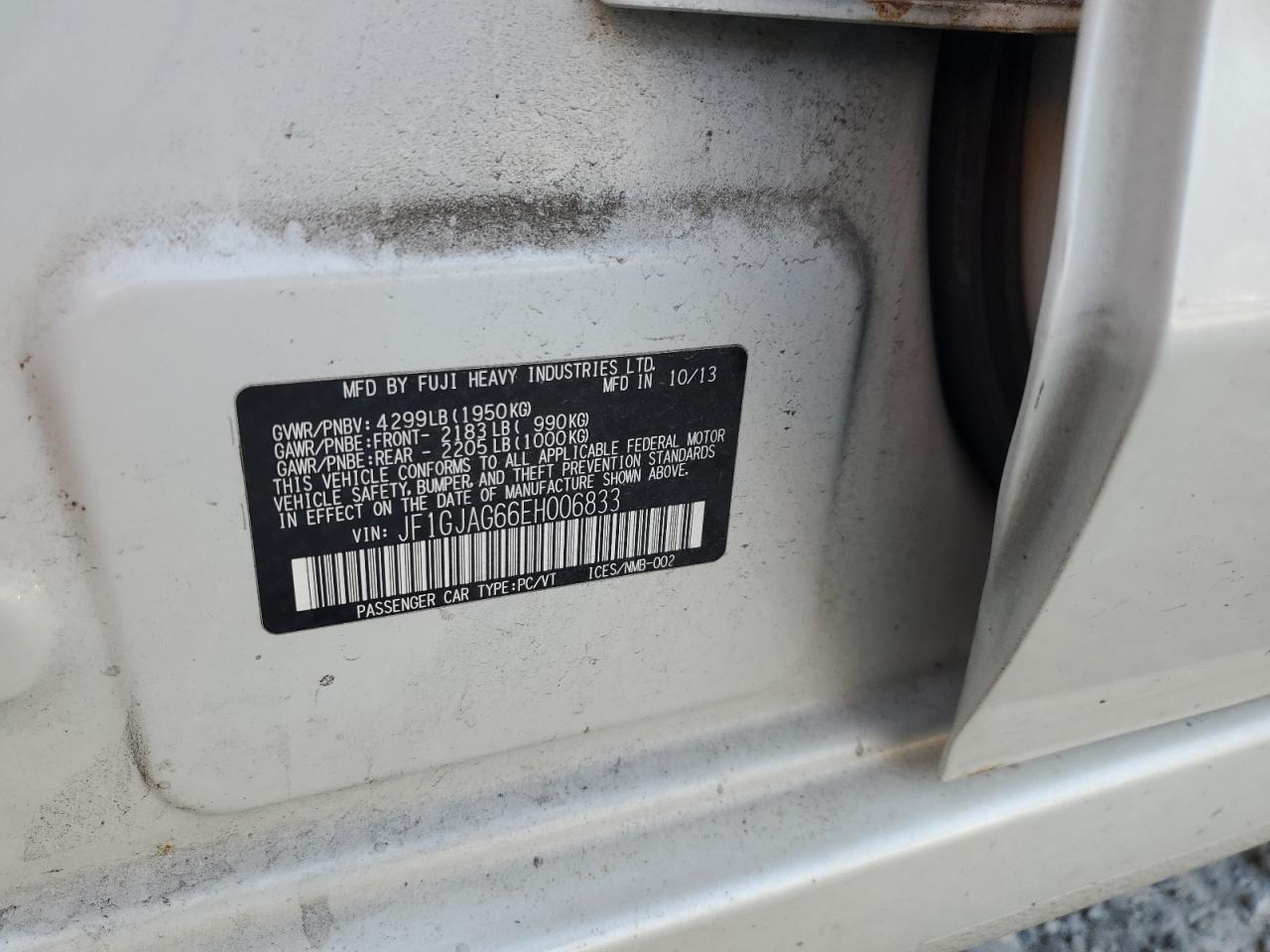 2014 Subaru Impreza Limited VIN: JF1GJAG66EH006833 Lot: 82188305