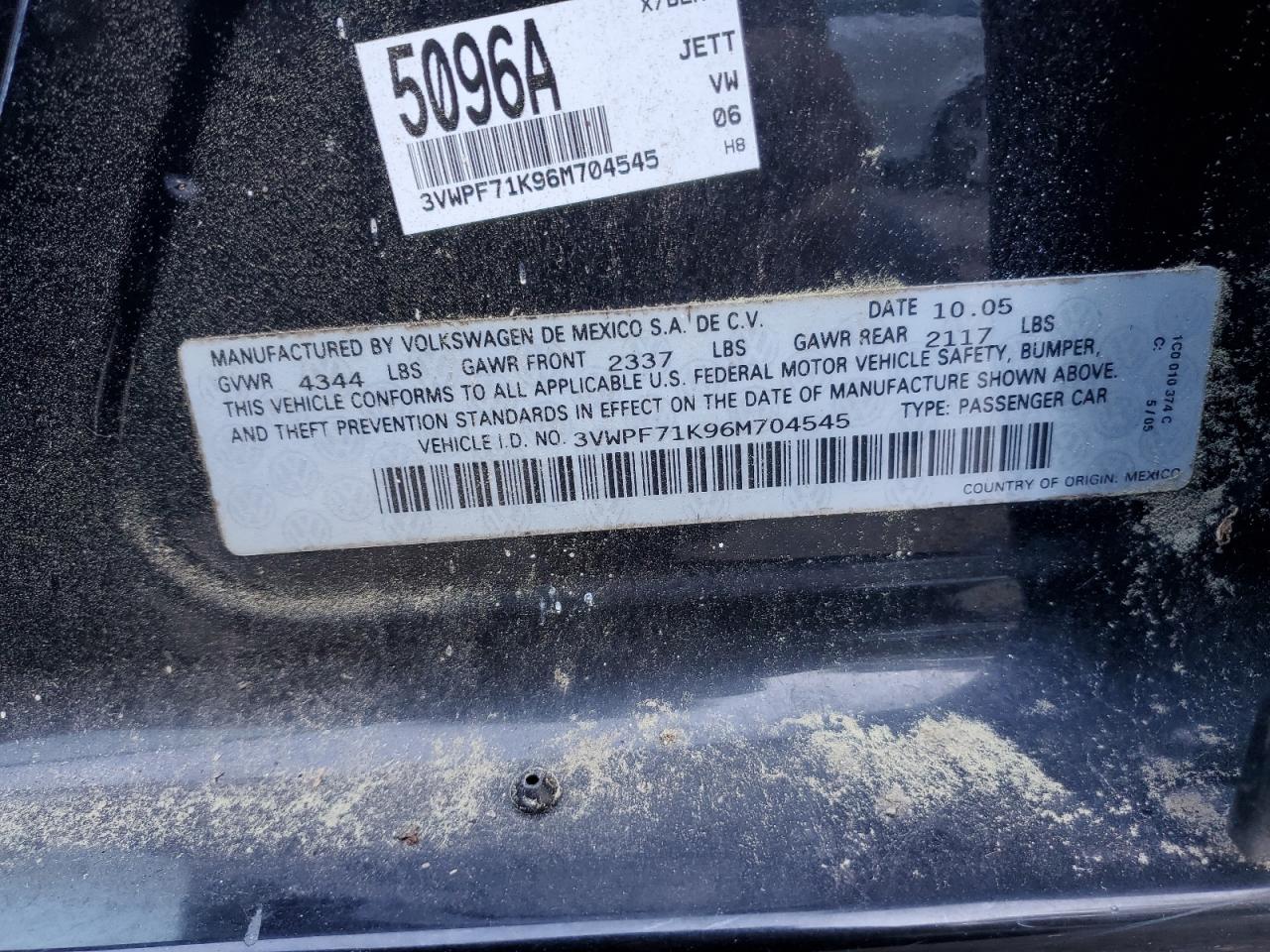 2006 Volkswagen Jetta Value VIN: 3VWPF71K96M704545 Lot: 85076175