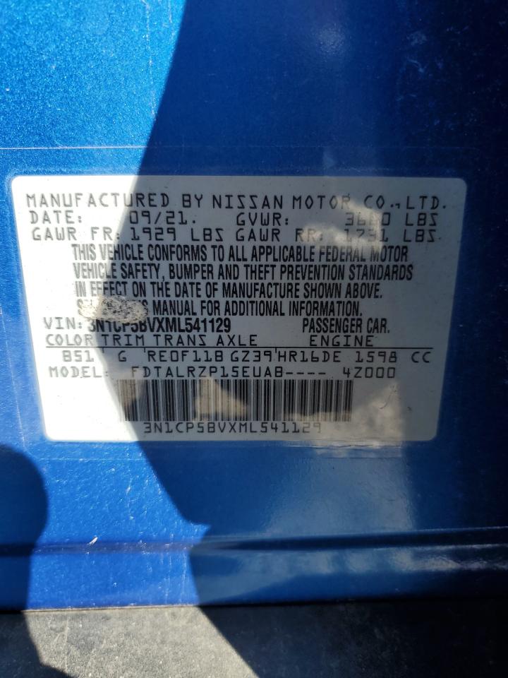 2021 Nissan Kicks S VIN: 3N1CP5BVXML541129 Lot: 81980785