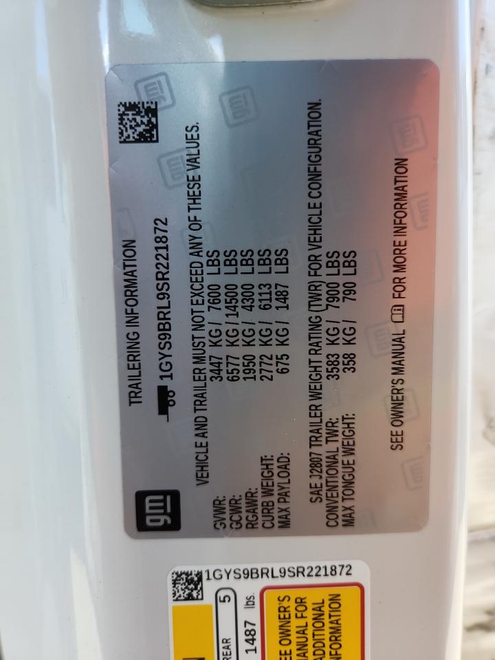 2025 Cadillac Escalade Premium Luxury VIN: 1GYS9BRL9SR221872 Lot: 89832825