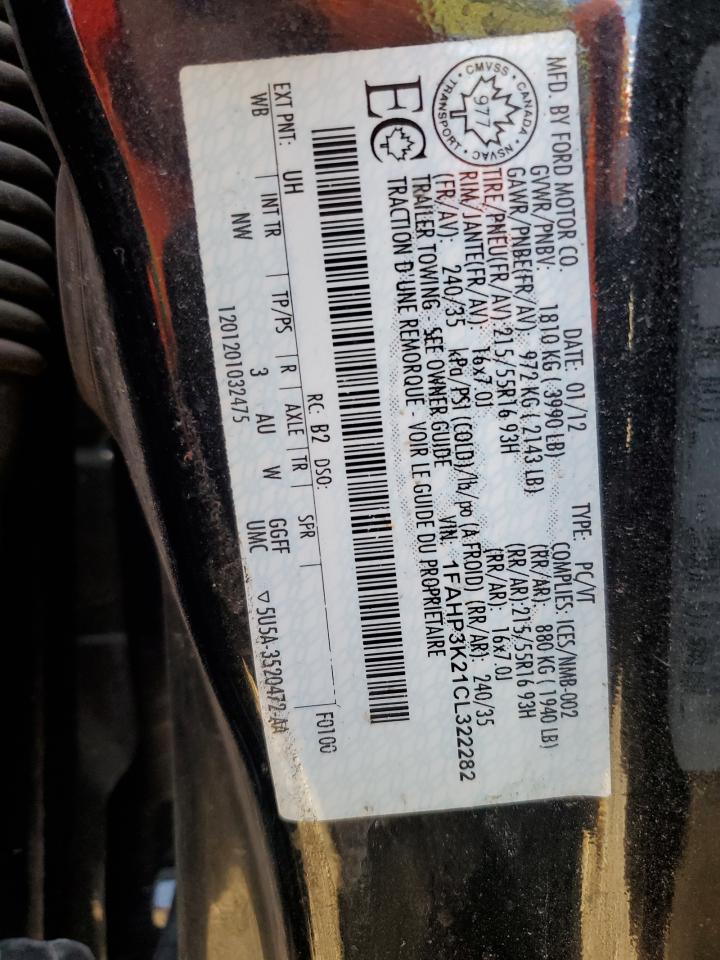 2012 Ford Focus Se VIN: 1FAHP3K21CL322282 Lot: 85081655