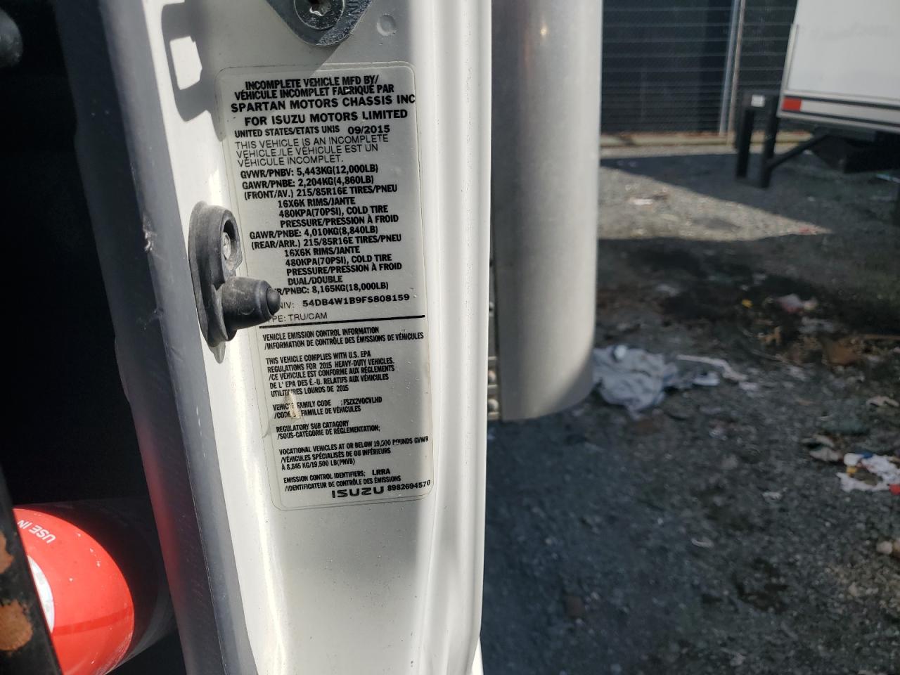 2015 Isuzu Npr VIN: 54DB4W1B9FS808159 Lot: 81828165