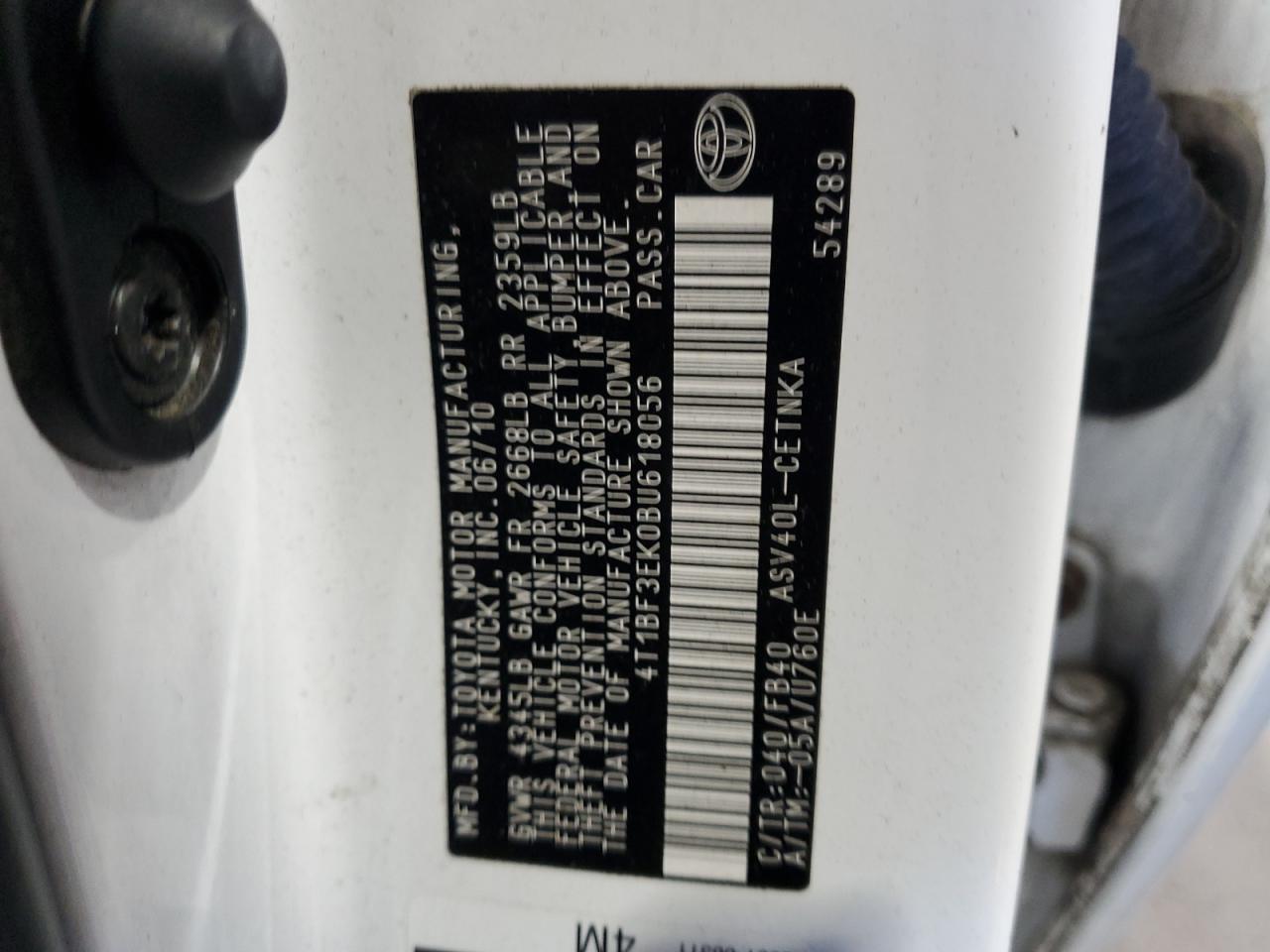 2011 Toyota Camry Base VIN: 4T1BF3EK0BU618056 Lot: 82382035