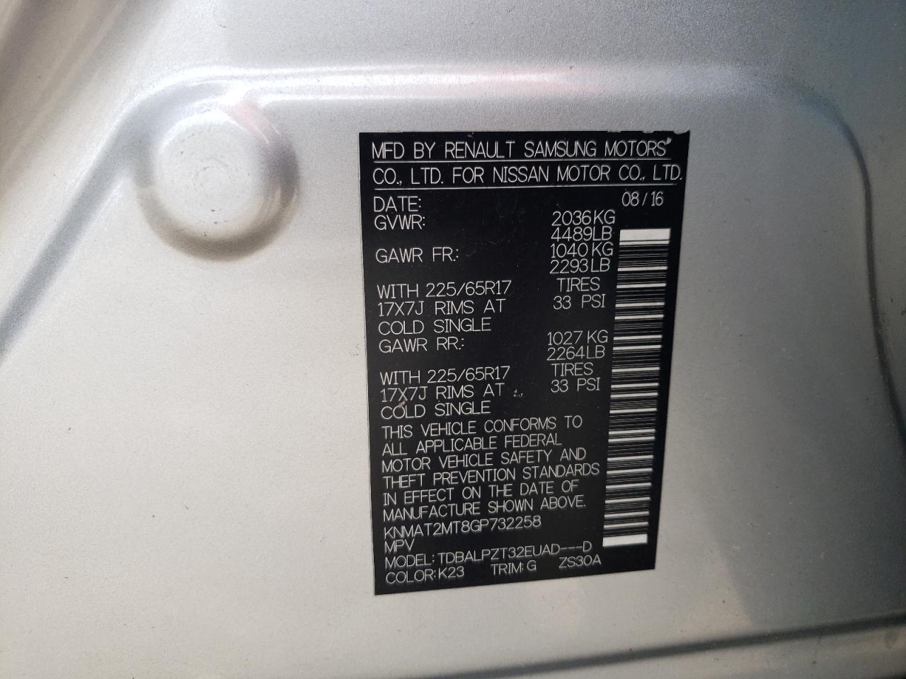 2016 Nissan Rogue S VIN: KNMAT2MT8GP732258 Lot: 81973015