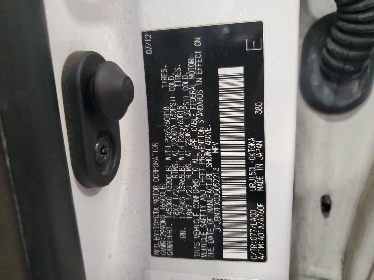 2013 Lexus Gx 460 VIN: JTJBM7FX0D5052213 Lot: 86668065