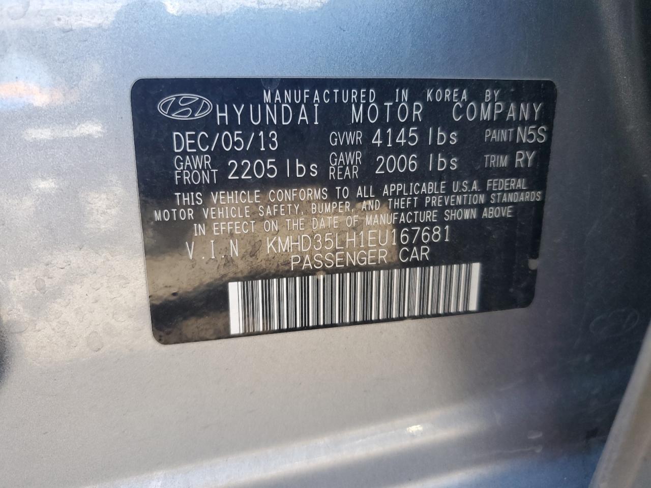 2014 Hyundai Elantra Gt VIN: KMHD35LH1EU167681 Lot: 84992755