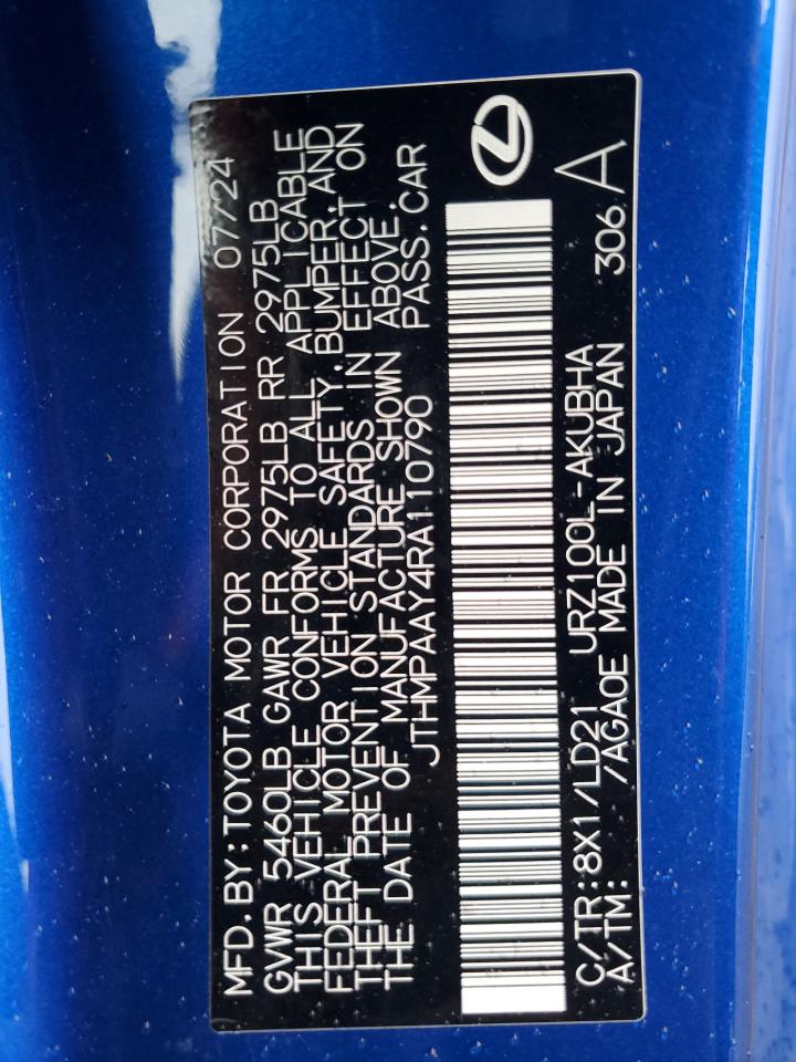 2024 Lexus Lc 500 VIN: JTHMPAAY4RA110790 Lot: 85269585