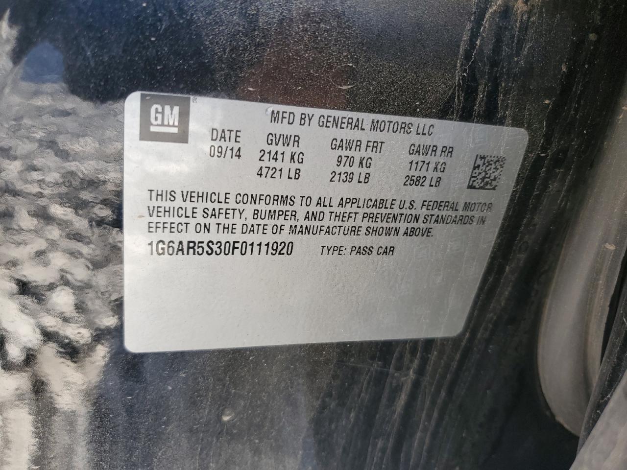 2015 Cadillac Cts Luxury Collection VIN: 1G6AR5S30F0111920 Lot: 89705415