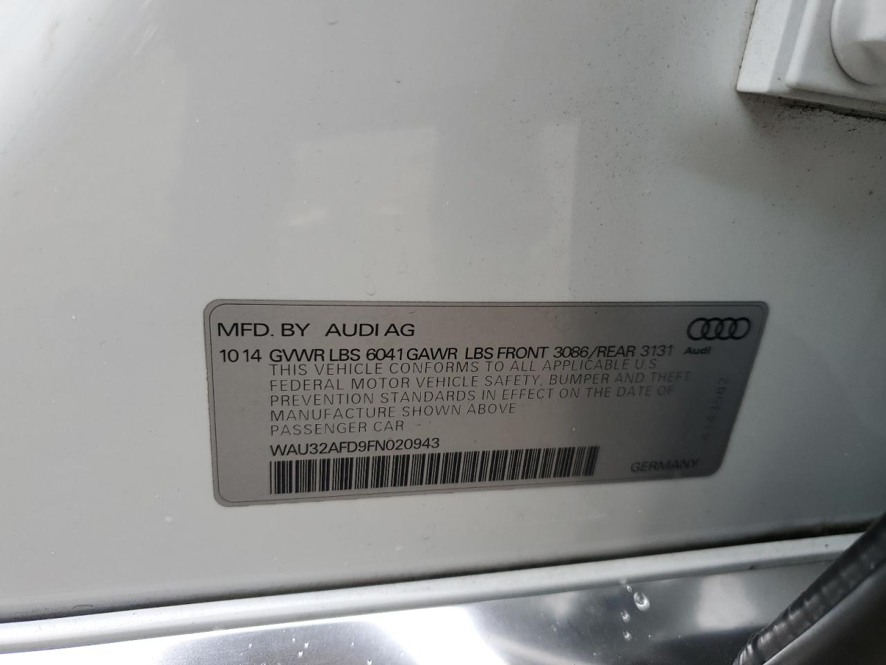 2015 Audi A8 L Quattro VIN: WAU32AFD9FN020943 Lot: 90683145