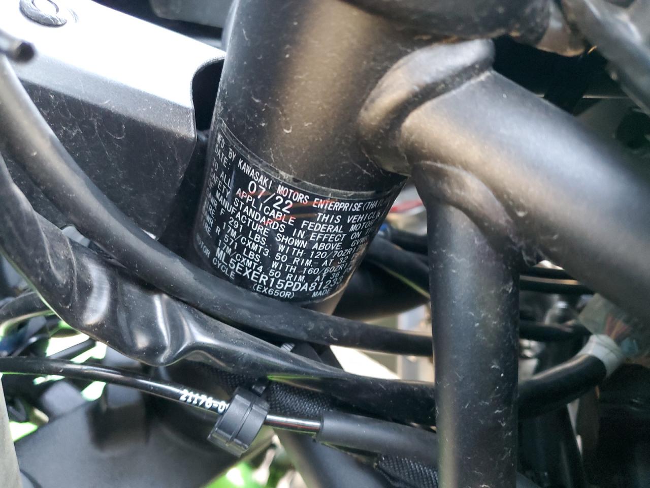 2023 Kawasaki Ex650 R VIN: ML5EXER15PDA81233 Lot: 87409875