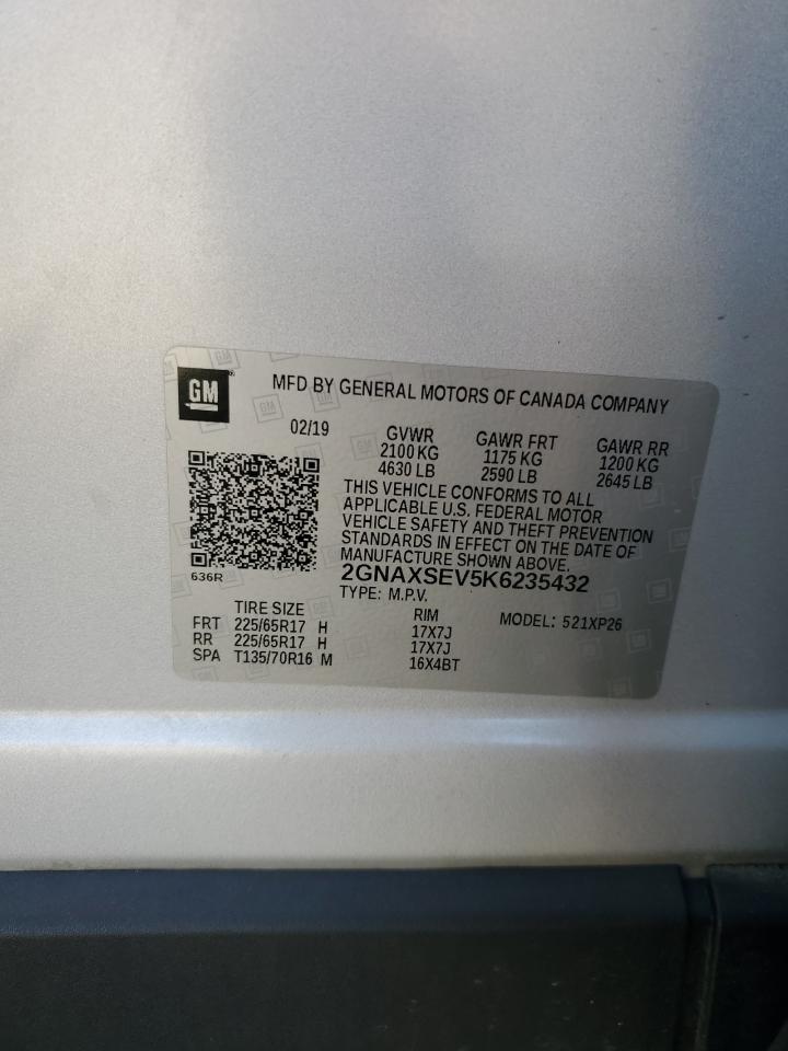 2019 Chevrolet Equinox Ls VIN: 2GNAXSEV5K6235432 Lot: 84924605