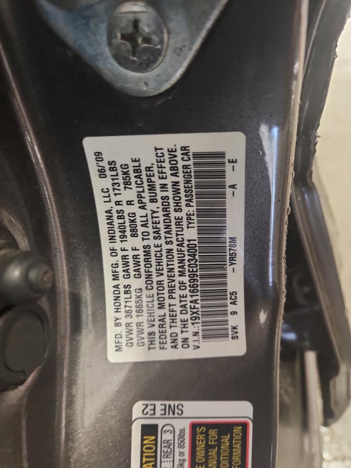 2009 Honda Civic Lx-S VIN: 19XFA16699E034001 Lot: 85550935