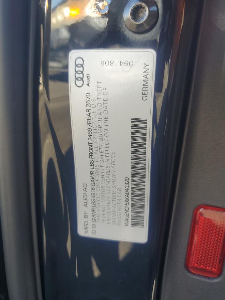 2019 Audi A5 Premium Plus S-Line VIN: WAUENCF5XKA040320 Lot: 82202745