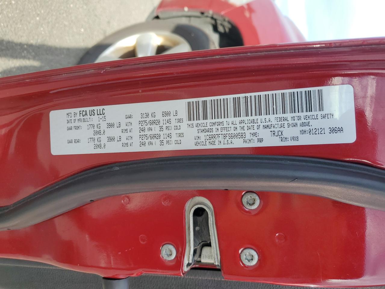 2015 Ram 1500 St VIN: 1C6RR7FT8FS600583 Lot: 86602845