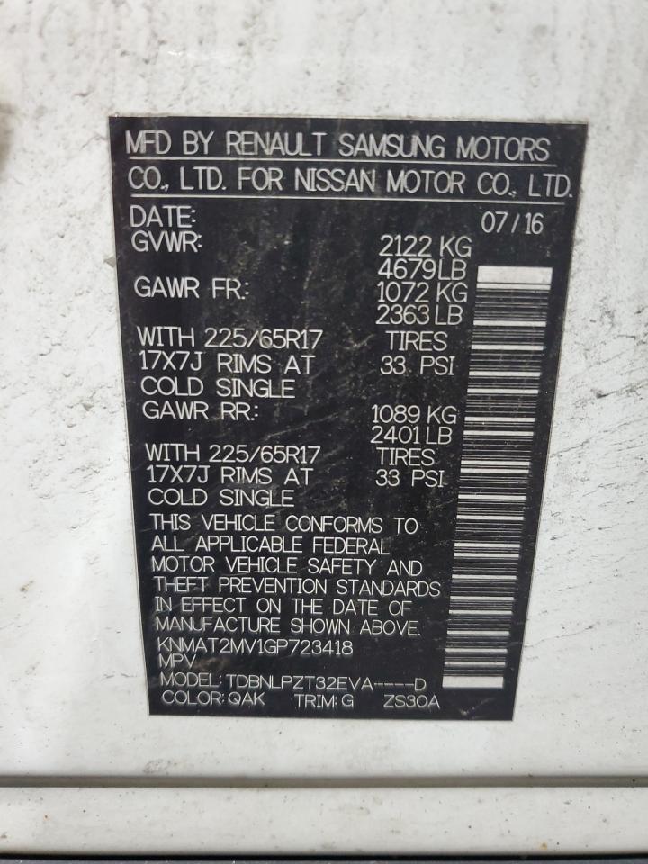 2016 Nissan Rogue S VIN: KNMAT2MV1GP723418 Lot: 90903515