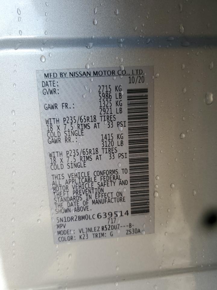 2020 Nissan Pathfinder Sv VIN: 5N1DR2BM0LC639514 Lot: 90100675