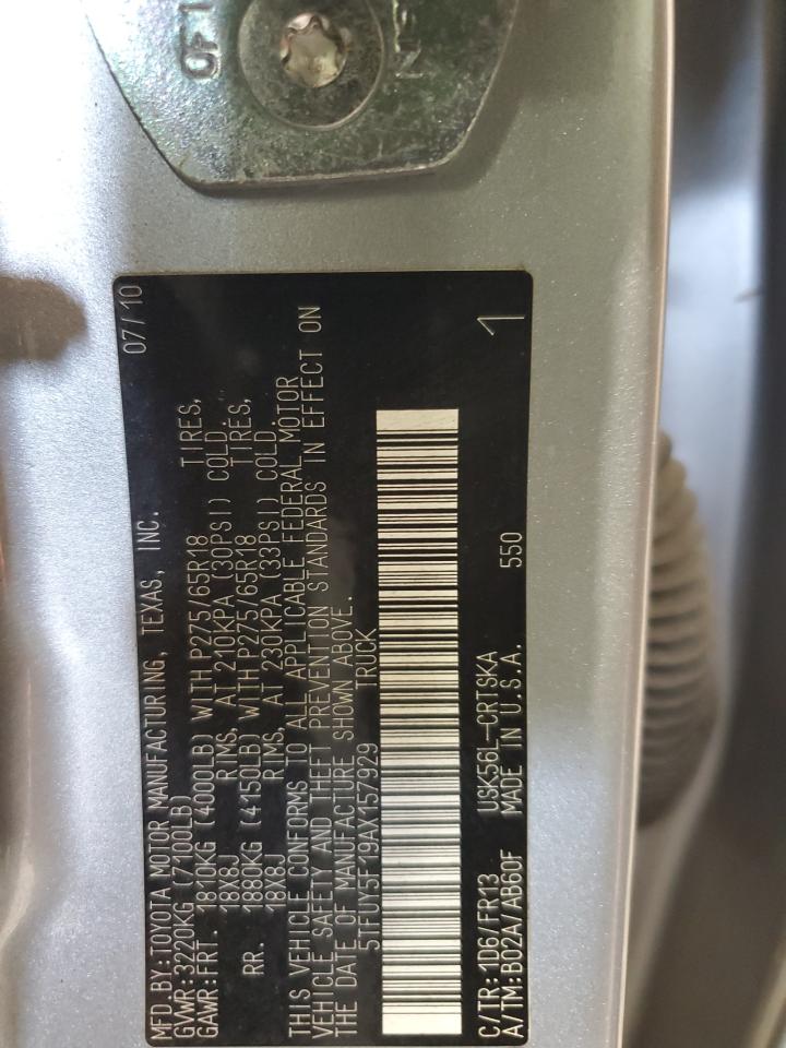 2010 Toyota Tundra Double Cab Sr5 VIN: 5TFUY5F19AX157929 Lot: 86330905