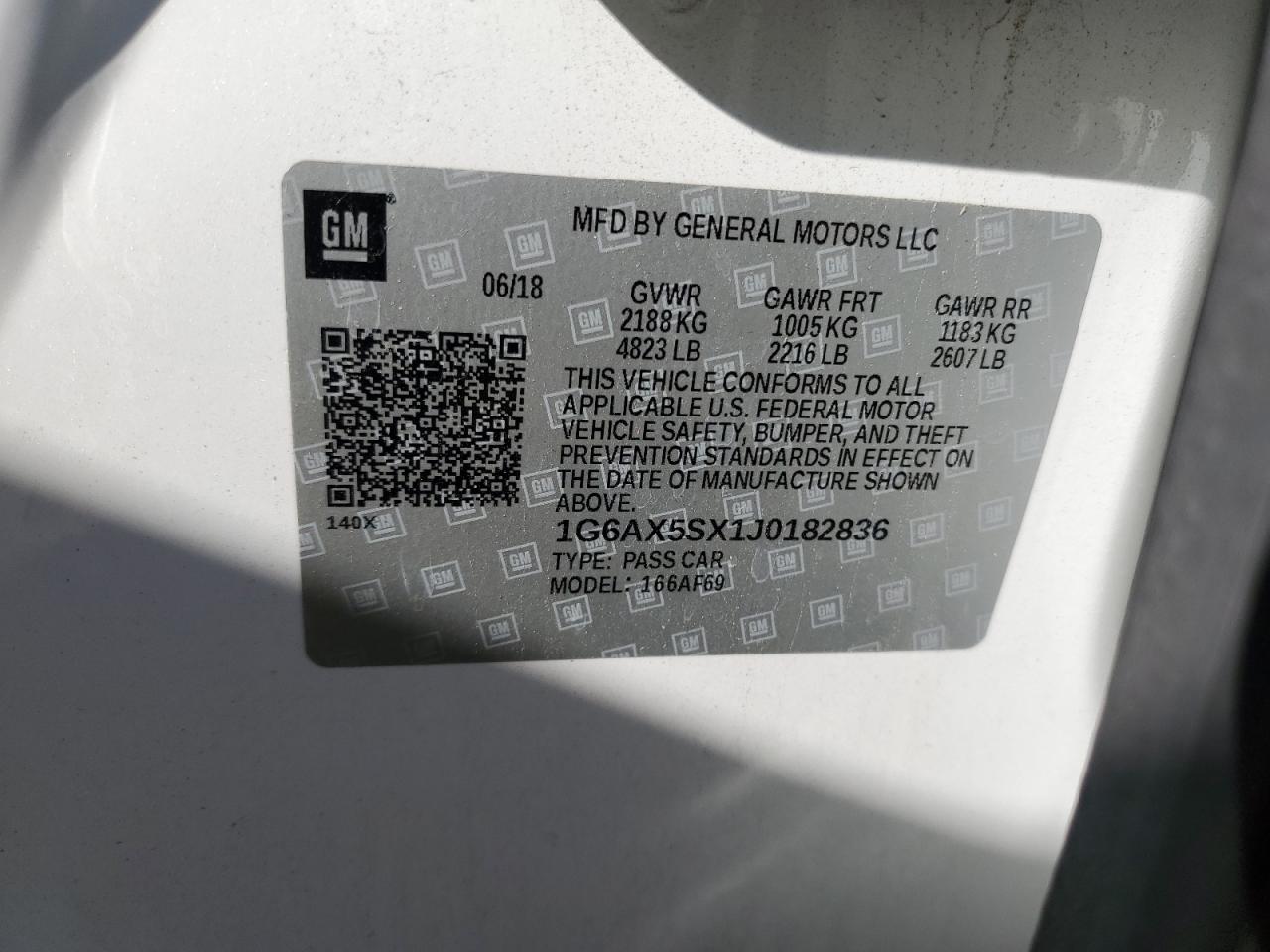 2018 Cadillac Cts Luxury VIN: 1G6AX5SX1J0182836 Lot: 90268585