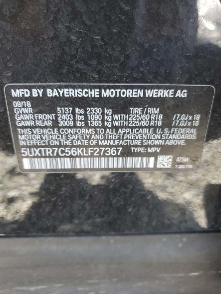 2019 BMW X3 Sdrive30I VIN: 5UXTR7C56KLF27367 Lot: 85329295