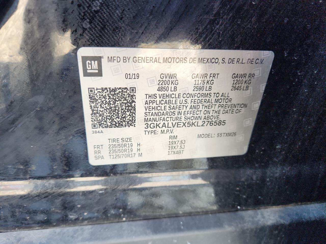 2019 GMC Terrain Slt VIN: 3GKALVEX5KL276585 Lot: 90450795