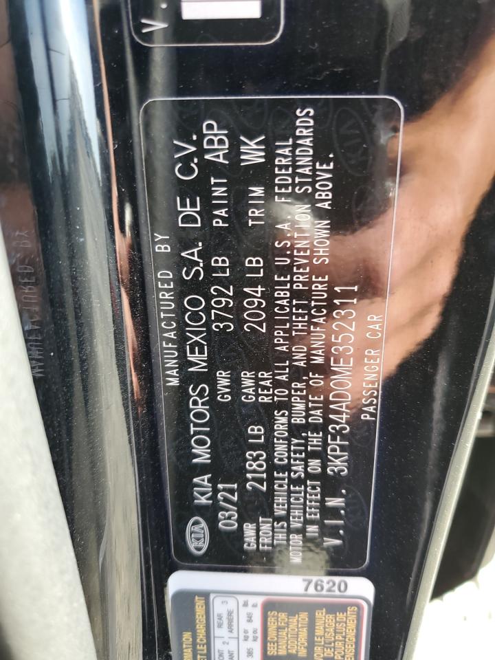 2021 Kia Forte Gt Line VIN: 3KPF34AD0ME352311 Lot: 89729385
