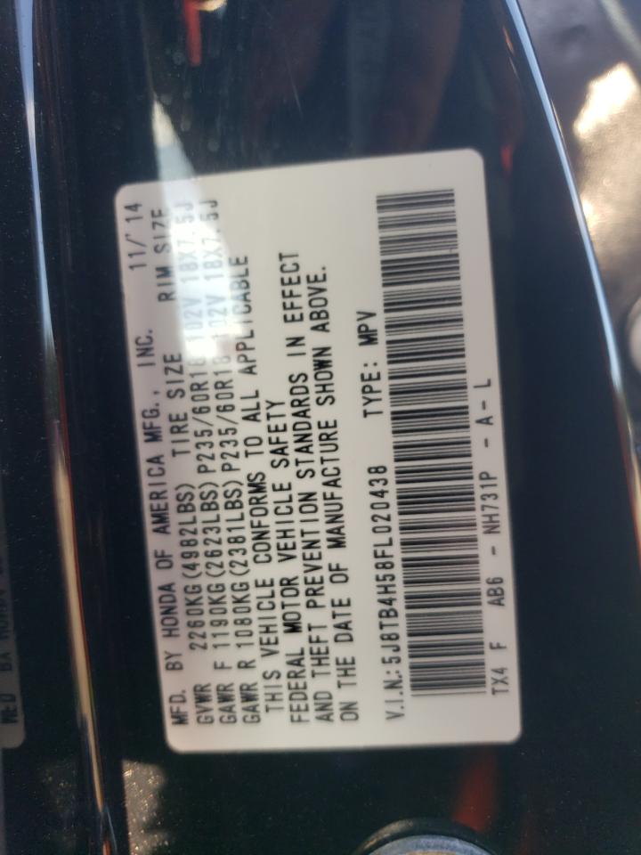 2015 Acura Rdx Technology VIN: 5J8TB4H58FL020438 Lot: 84422025