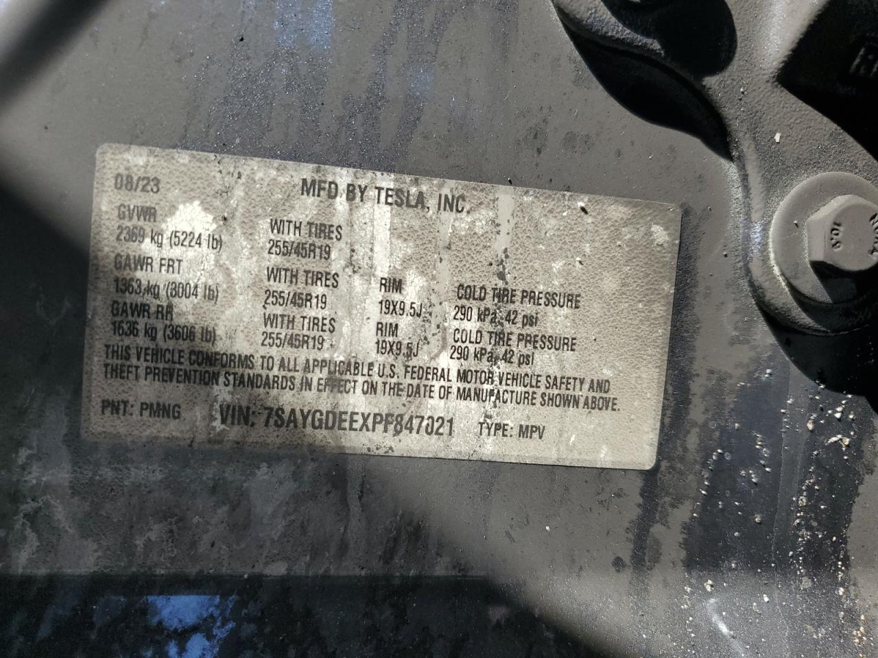 2023 Tesla Model Y VIN: 7SAYGDEEXPF847021 Lot: 82144155